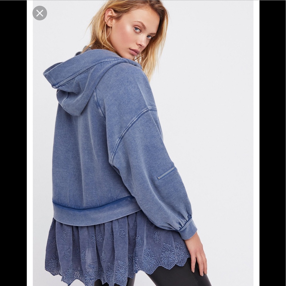 Free People Sweet Streets Hoodie Small Blue